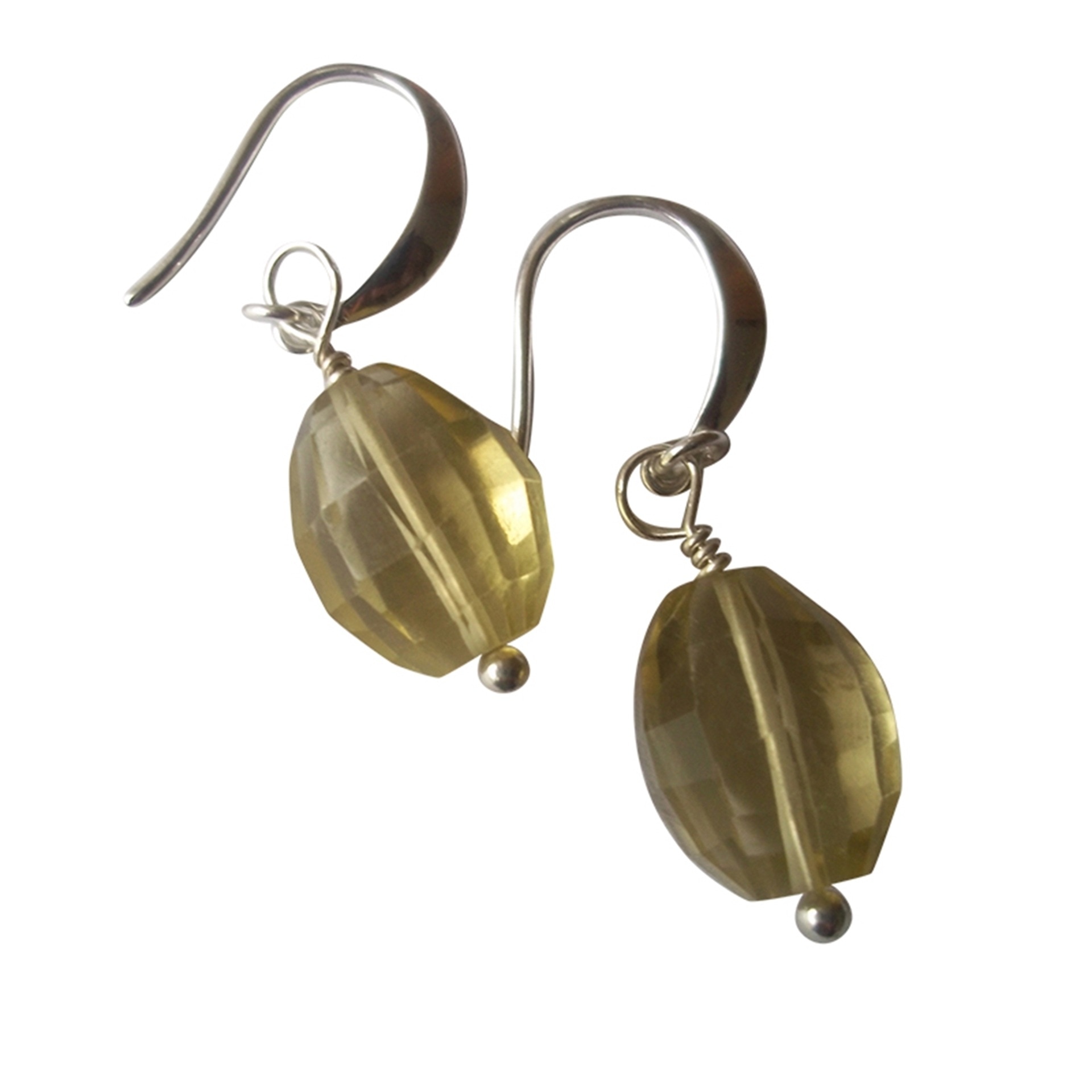 yellow crystal beaded silver hook earrings