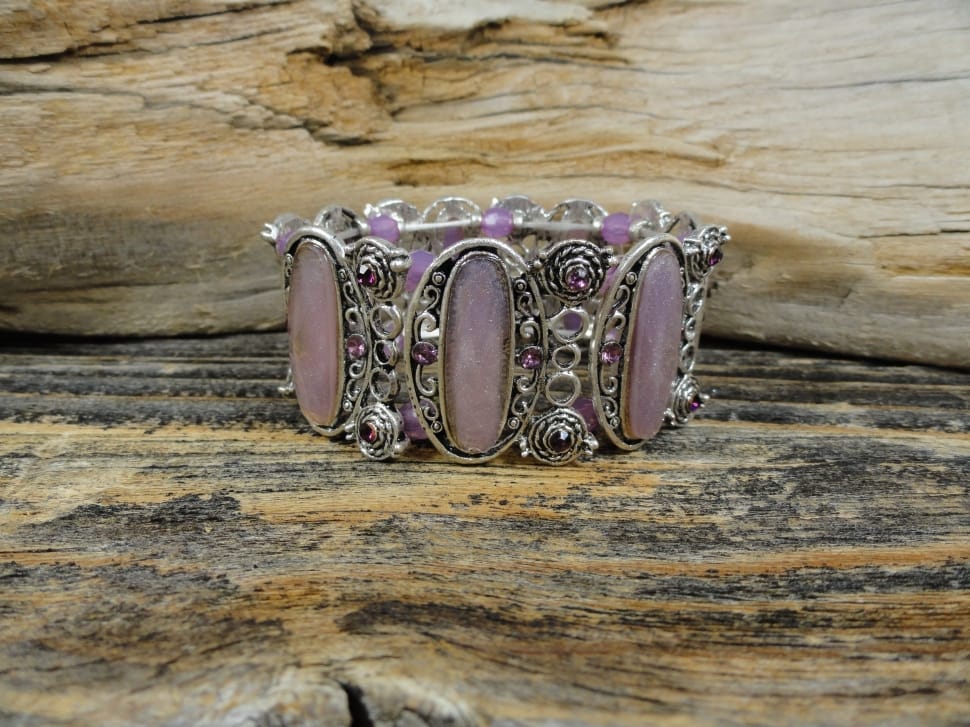 silver purple gemstone cuff bracelet preview