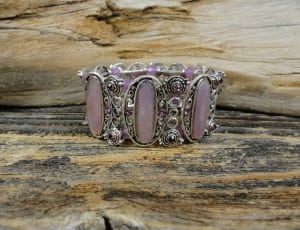 silver purple gemstone cuff bracelet thumbnail
