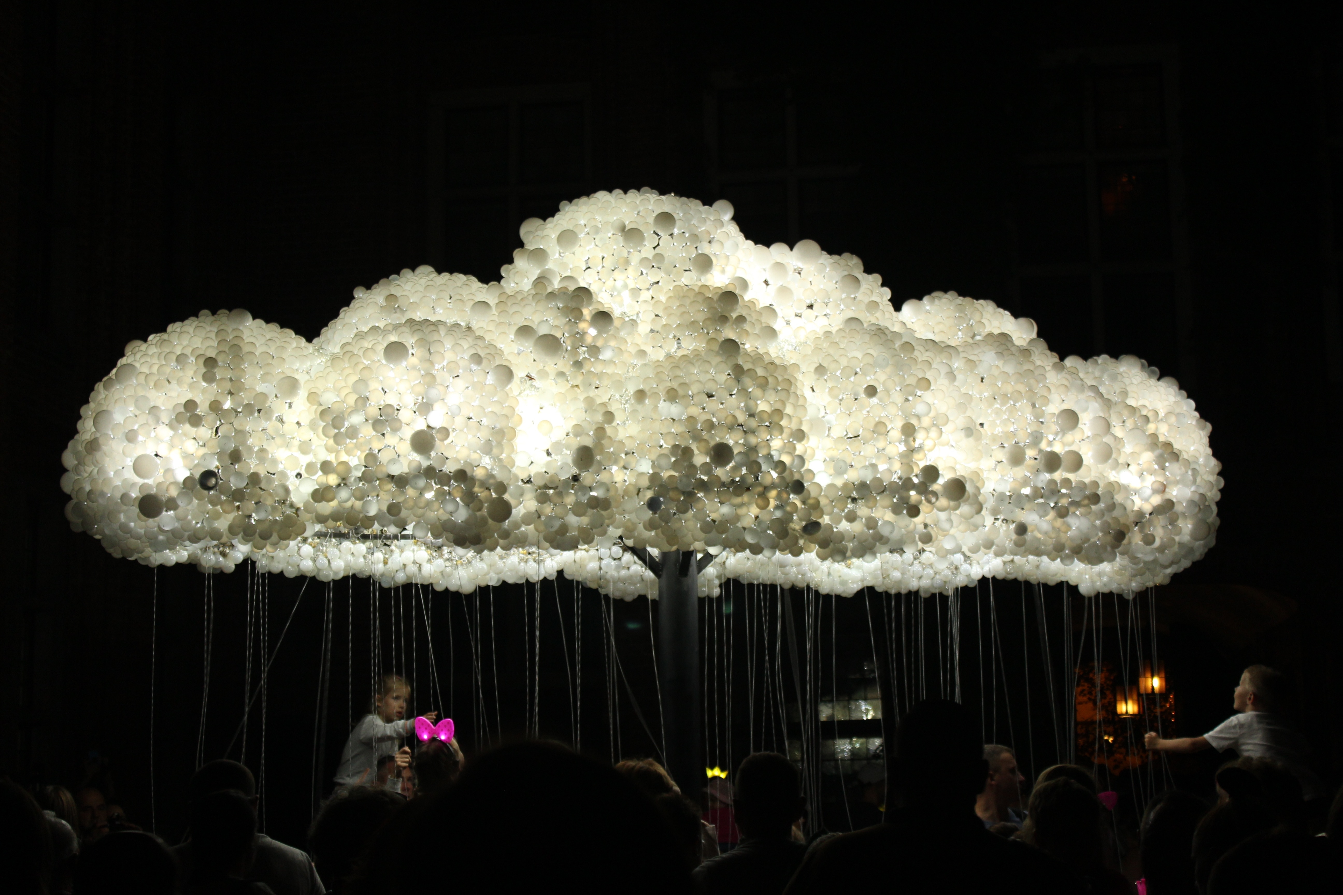white and black lighted clouds decor
