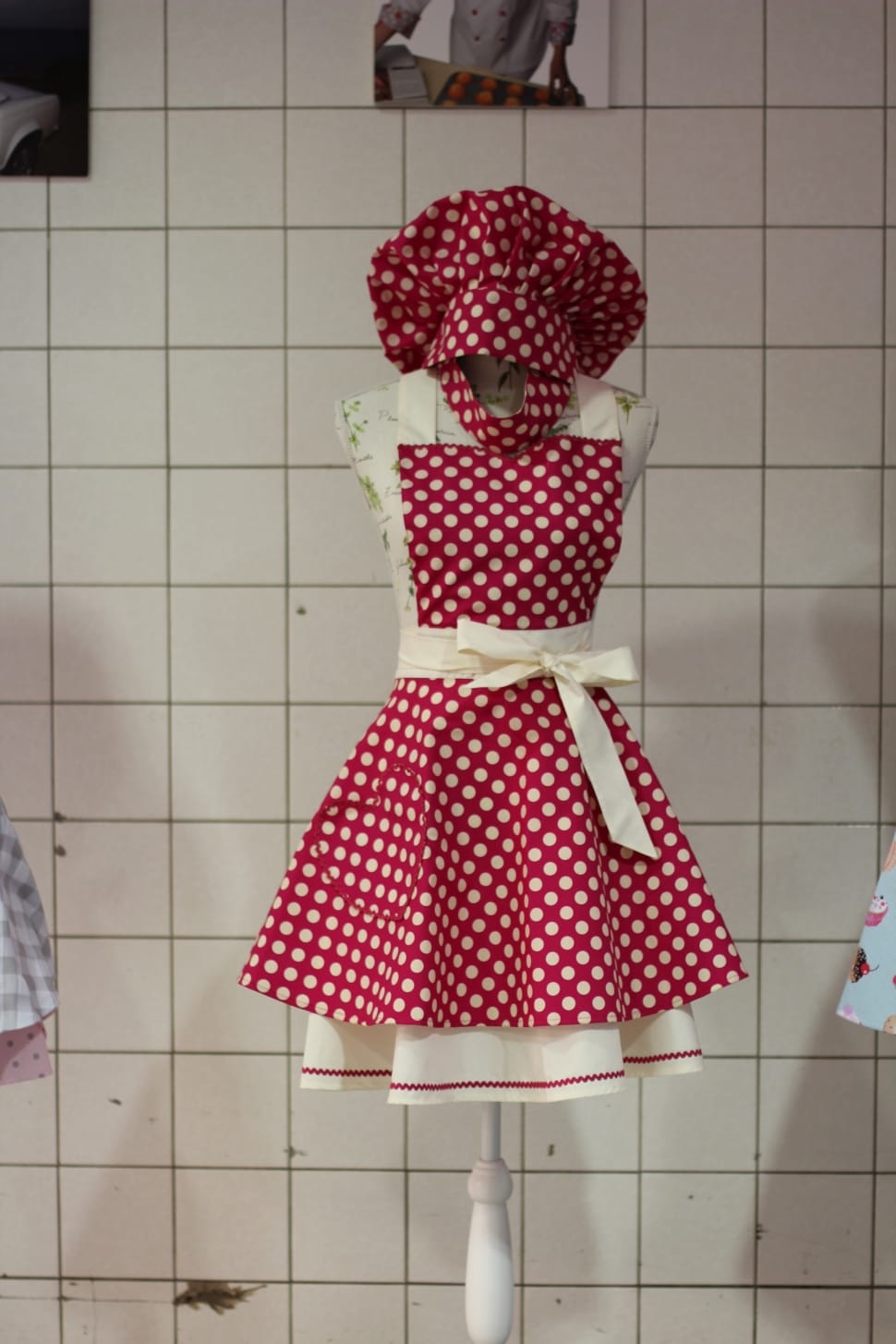 red and white polka dots apron and toque preview