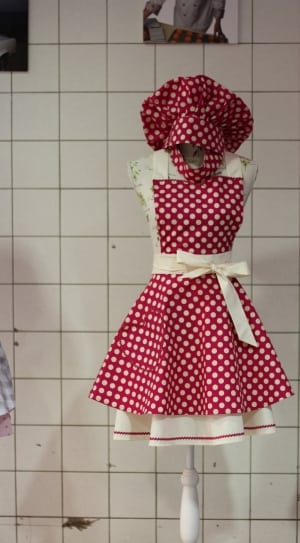 red and white polka dots apron and toque thumbnail