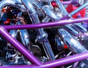 purple and stainless steel engine frame thumbnail