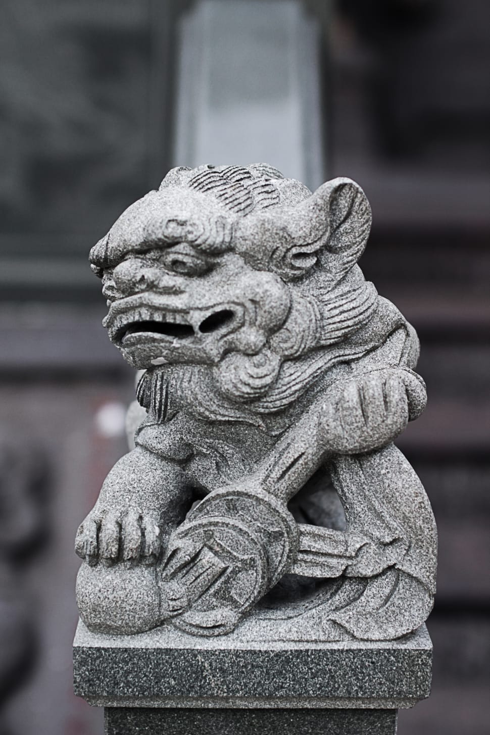 gray foo dog statue preview