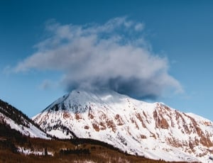 ice peak mountain covered with black clouds during daytime thumbnail
