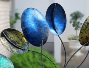 yellow green and blue metal oval decor thumbnail