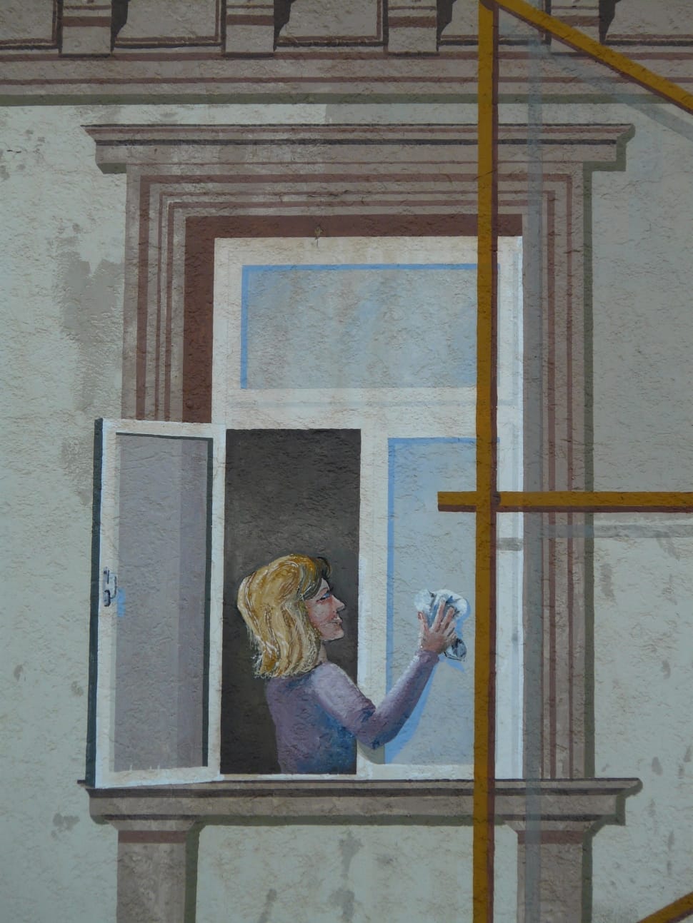 woman cleaning window painting preview