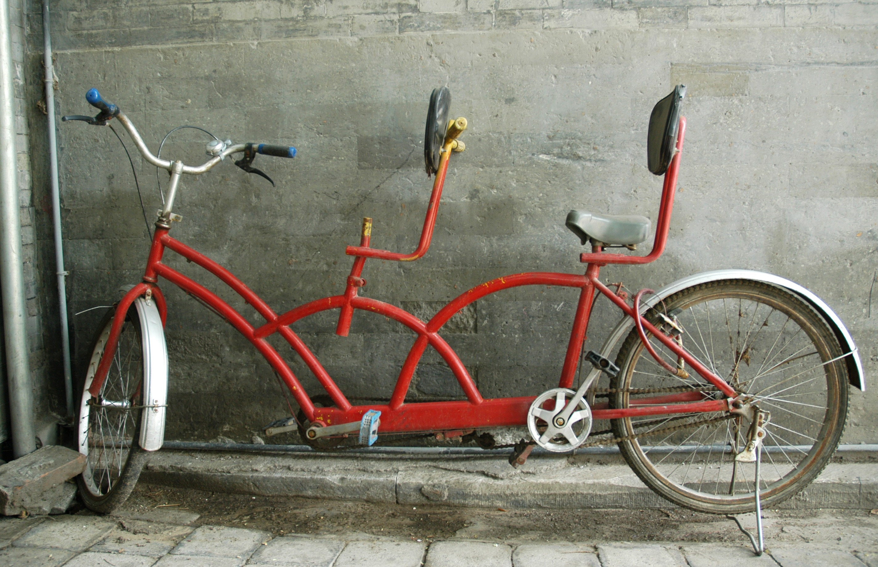red tandem bicycle
