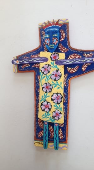 blue and brown cross tribal decoration thumbnail