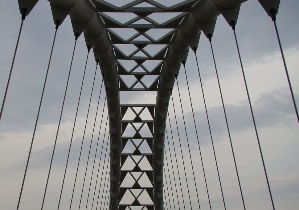 gray steel suspension bridge beams preview