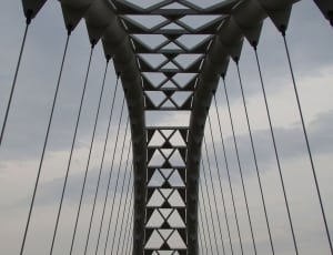 gray steel suspension bridge beams thumbnail