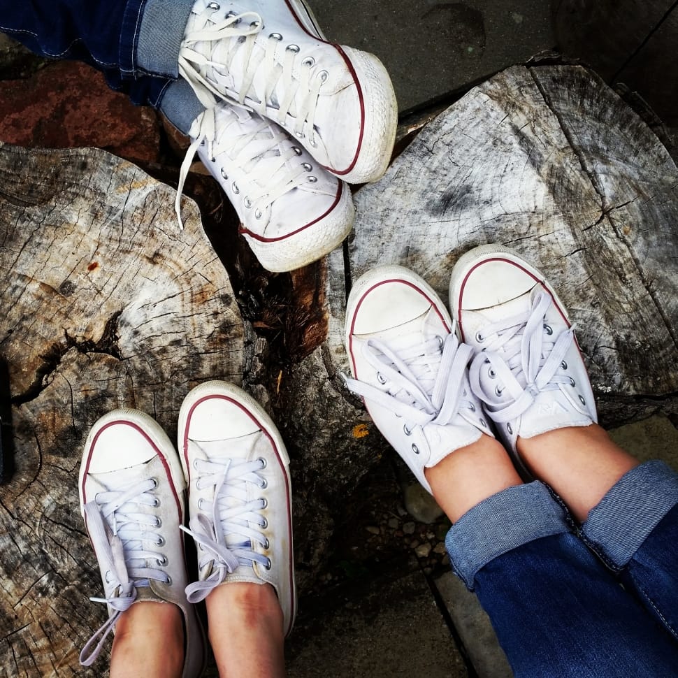 3 pairs of white low top sneakers preview