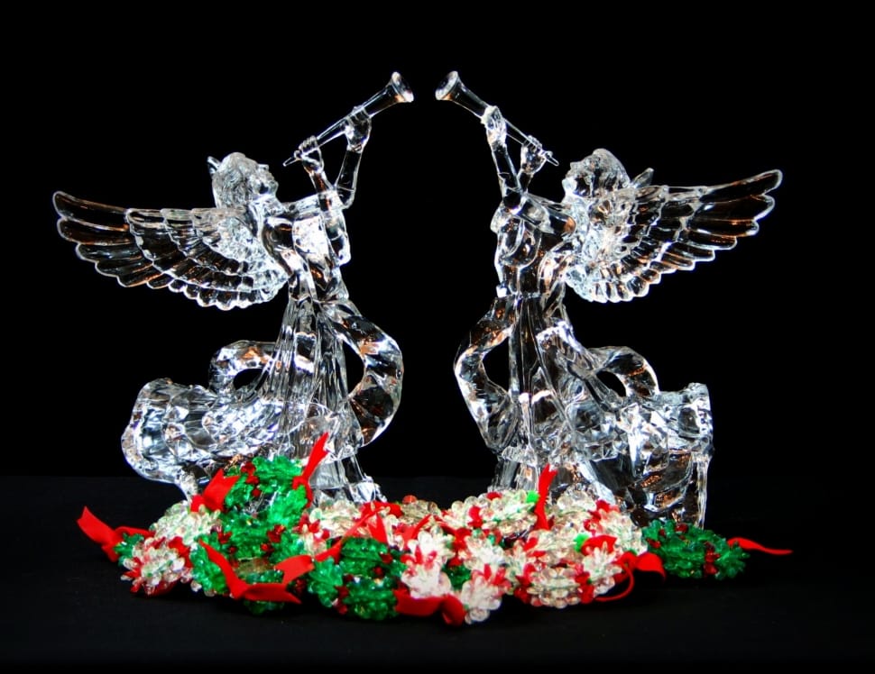 2 clear glass angels figurines preview