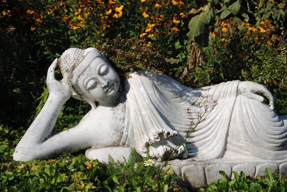 white sleeping buddha statue preview