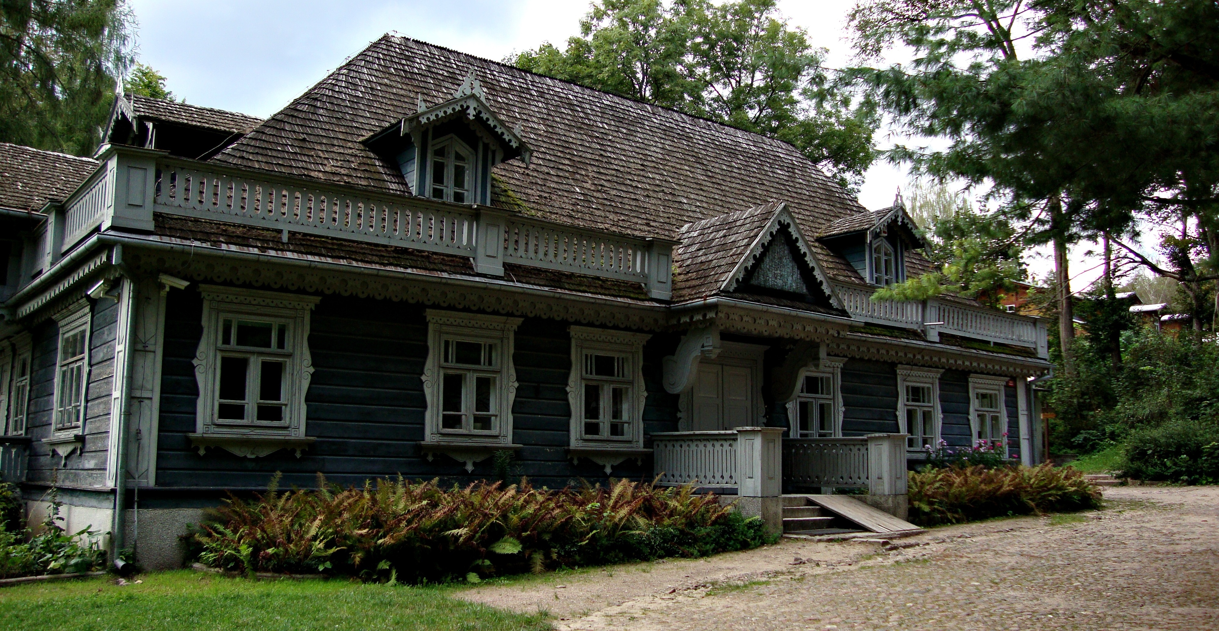 white blue and brown wooden house