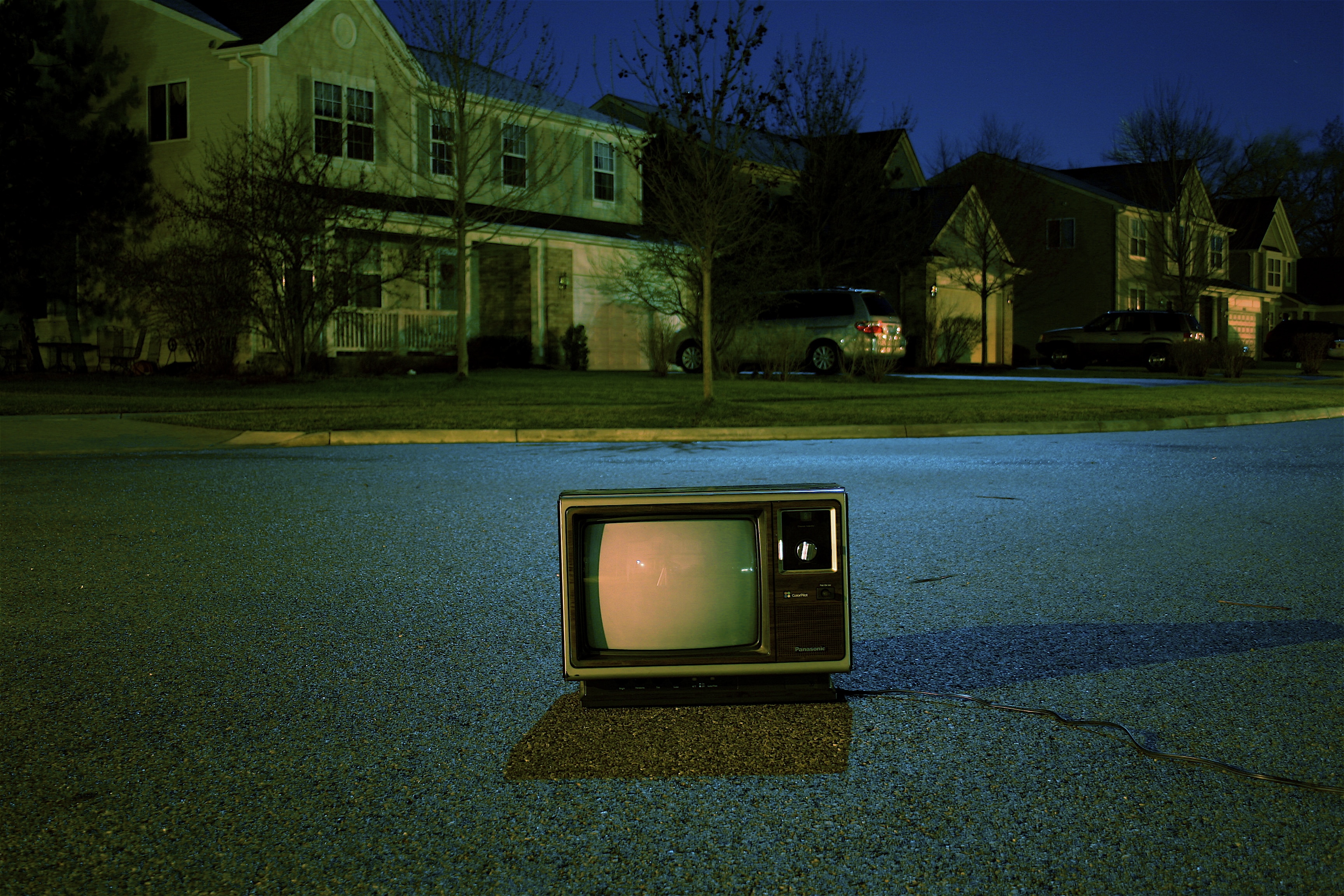 photograph of black-and-gray crt tv