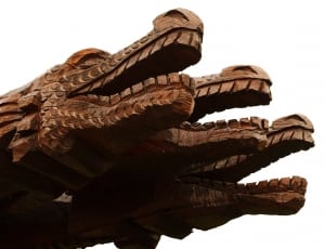 three headed dragon wooden sculpture thumbnail