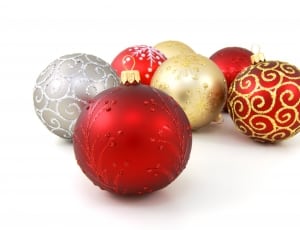 red brown and gray round christmas bauble lot thumbnail