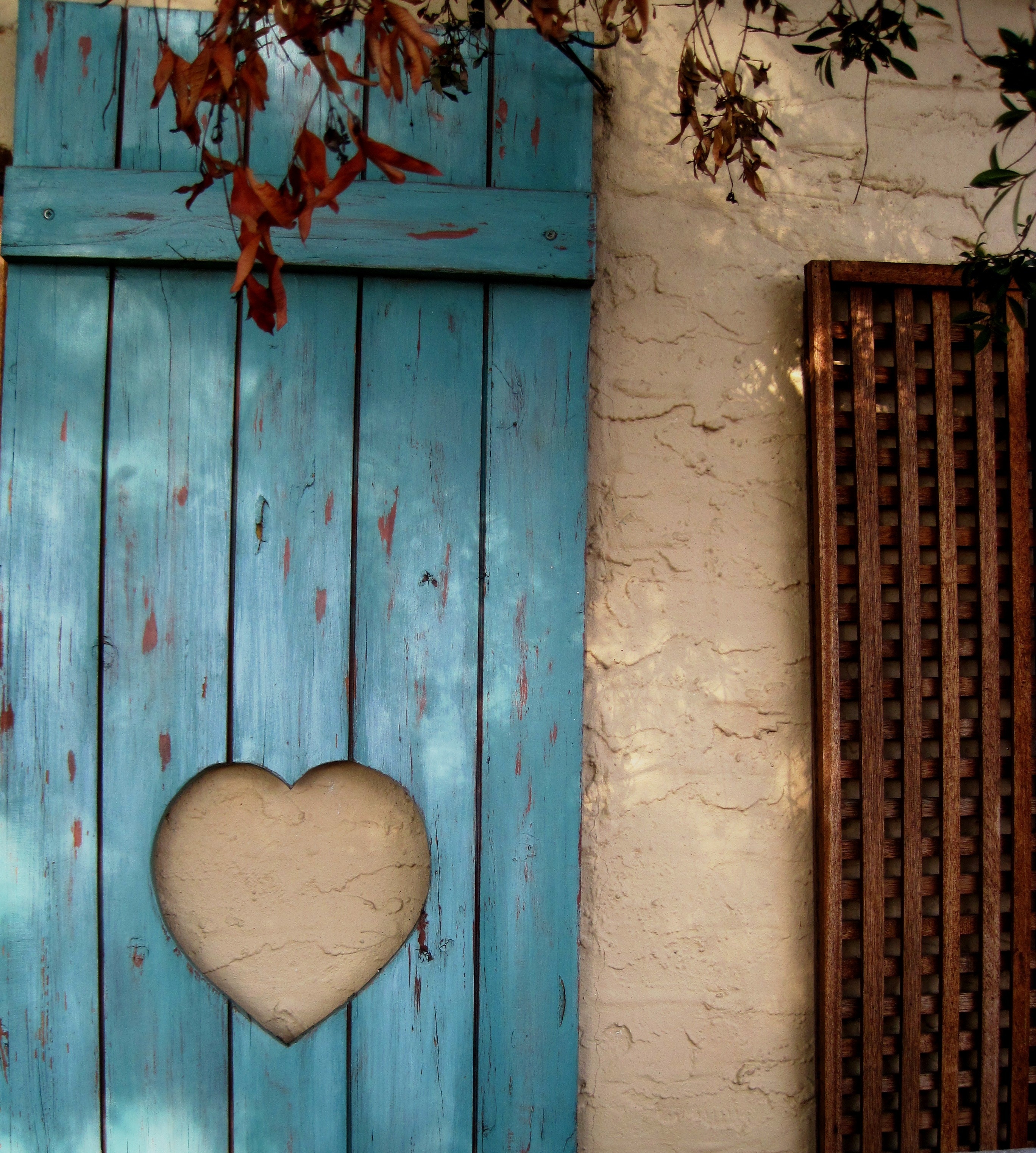 blue wooden heart cut decor