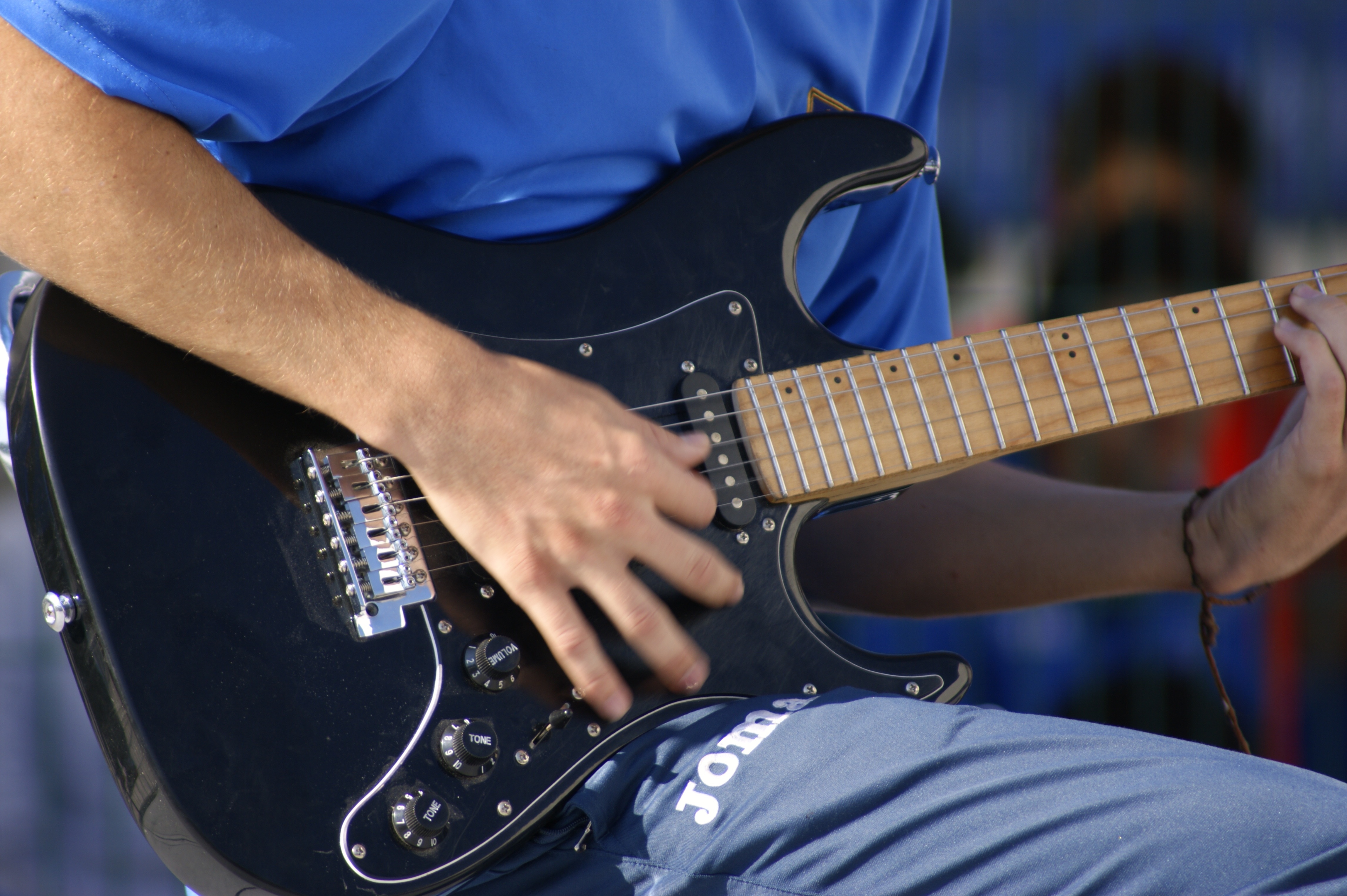 black stratocaster electric guitar