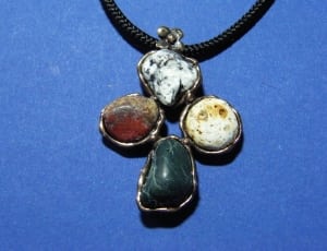 four white, brown, and green beads pendant necklace thumbnail