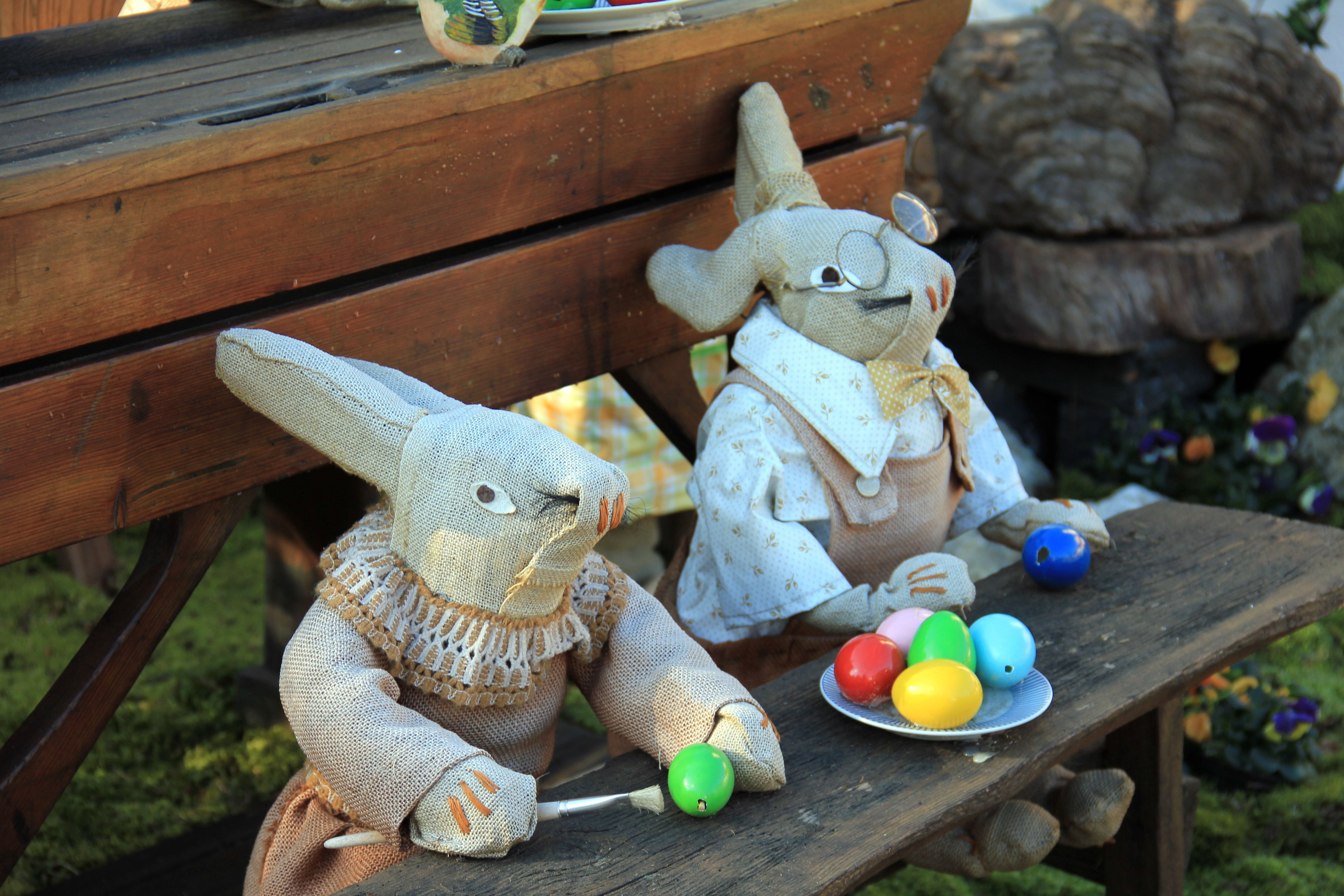 two bunny plush toys