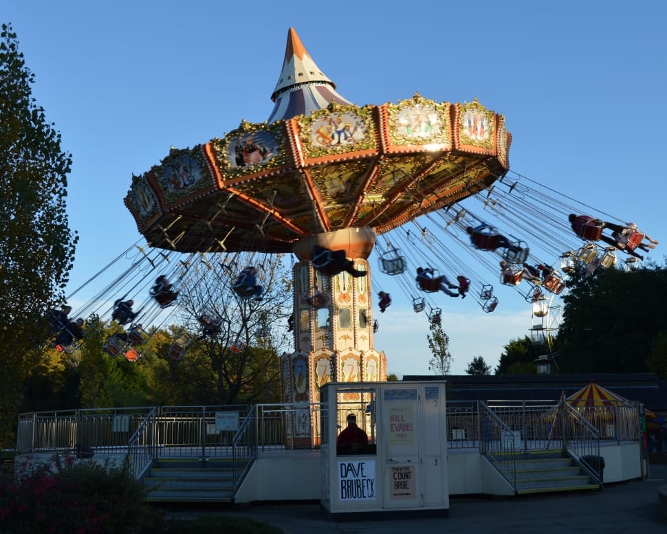 brown white and orange amusement park rides preview