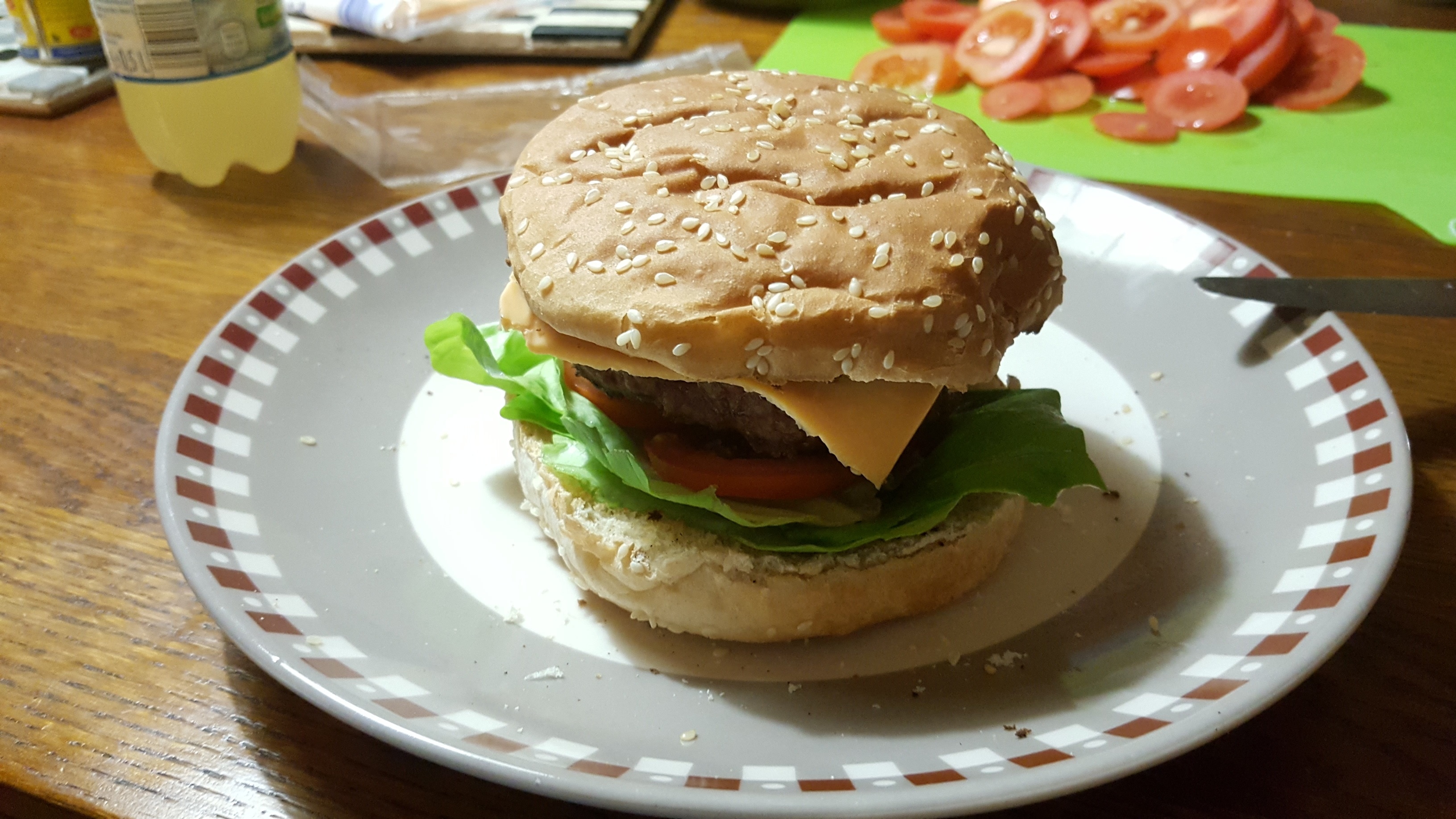 burger with cheese and lettuce