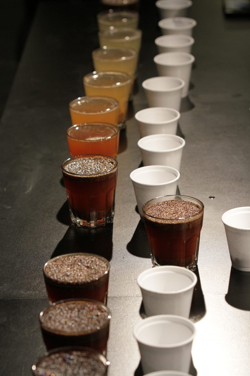 glass and styrofoam cups with beverages preview