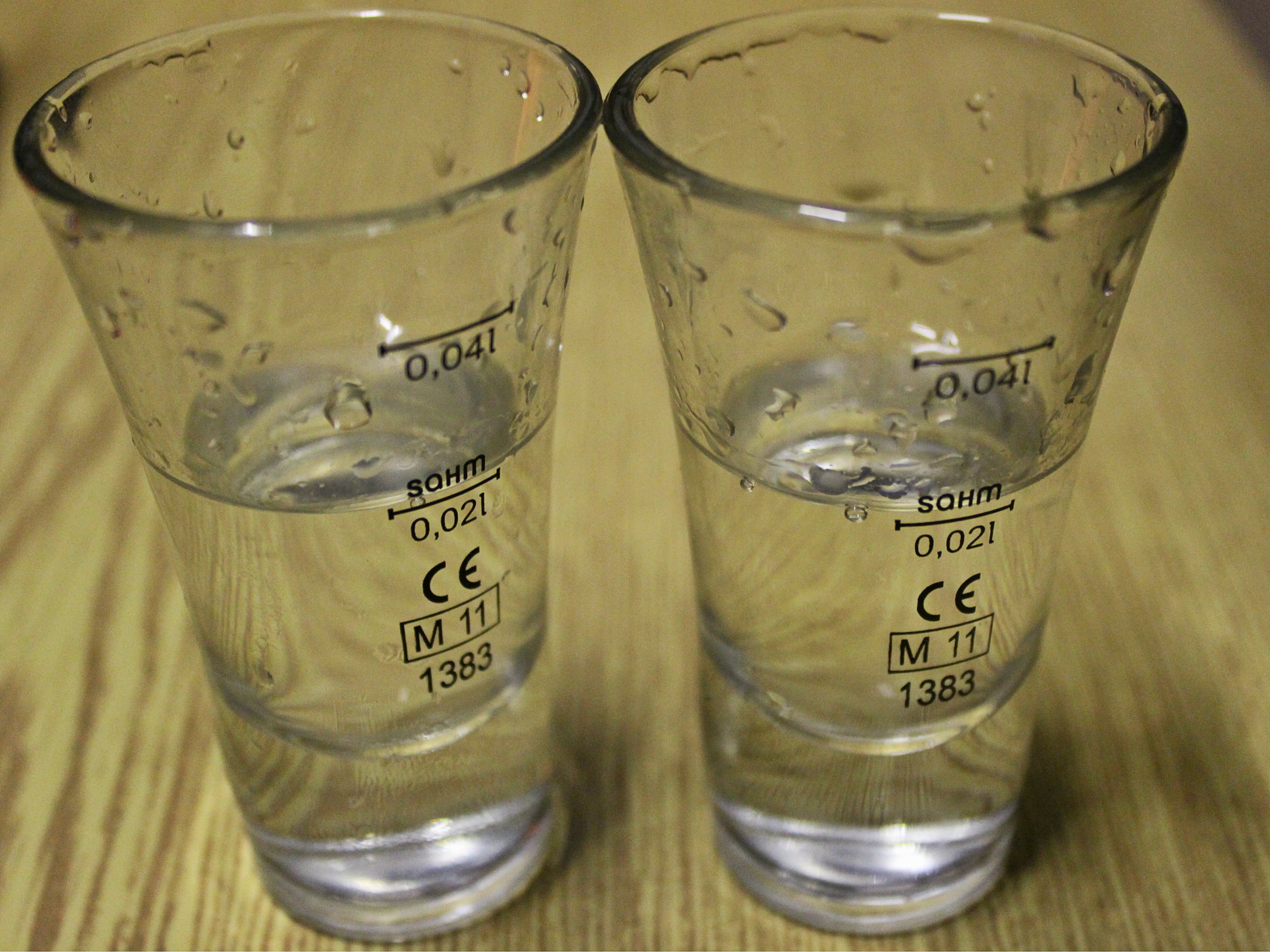 2 clear shot glasses