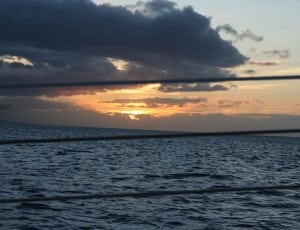 body of water with sunset and cloudy sky thumbnail