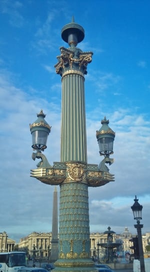 blue and brass tower with 2 sconces monument thumbnail