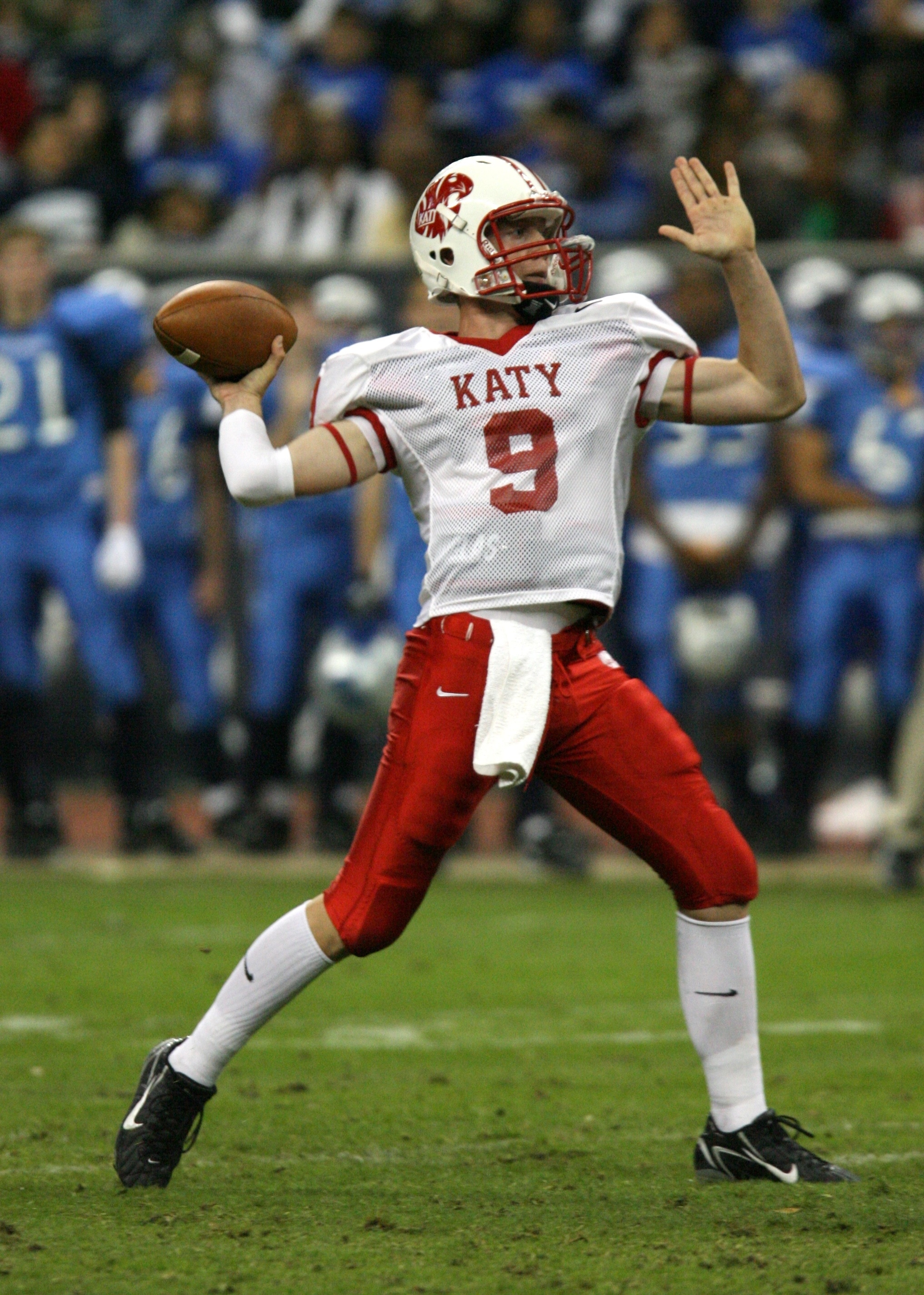 white and red katy 9 football jersey