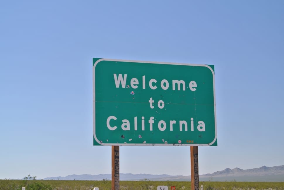 green and white welcome to california signage preview