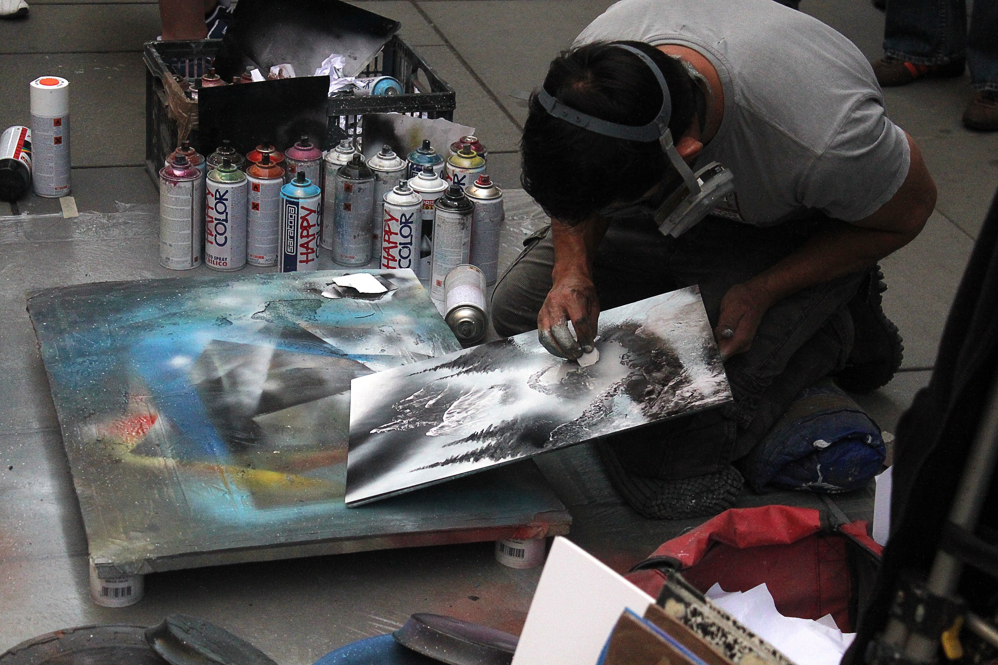 man doing spray paint