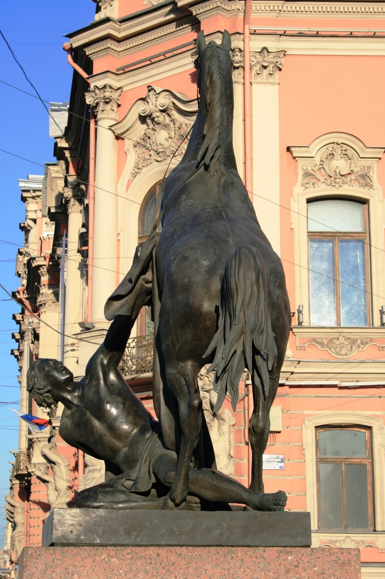 horse and man black statue