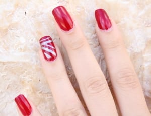 women's red and grey accent nail polish thumbnail