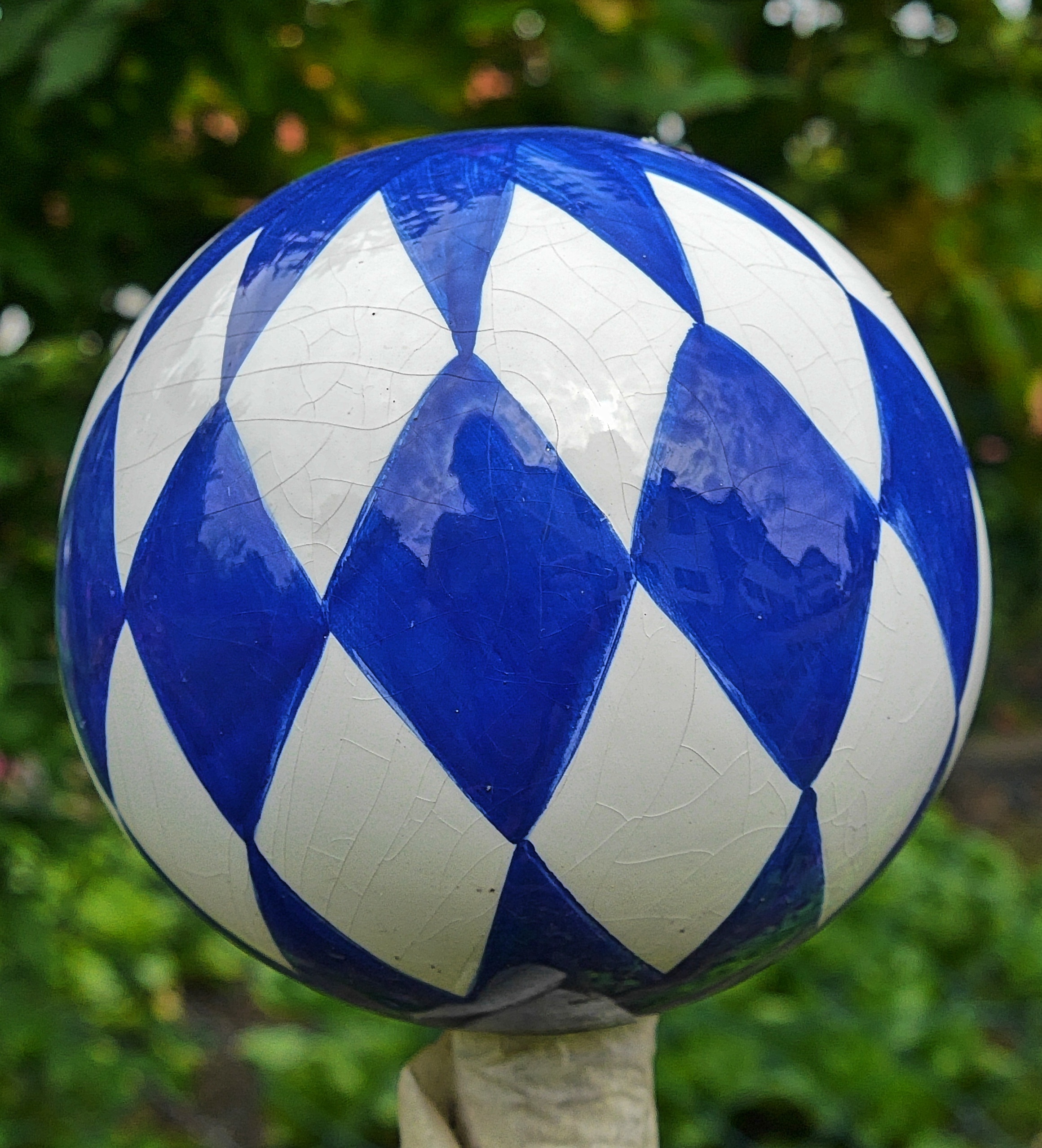 blue and white ball