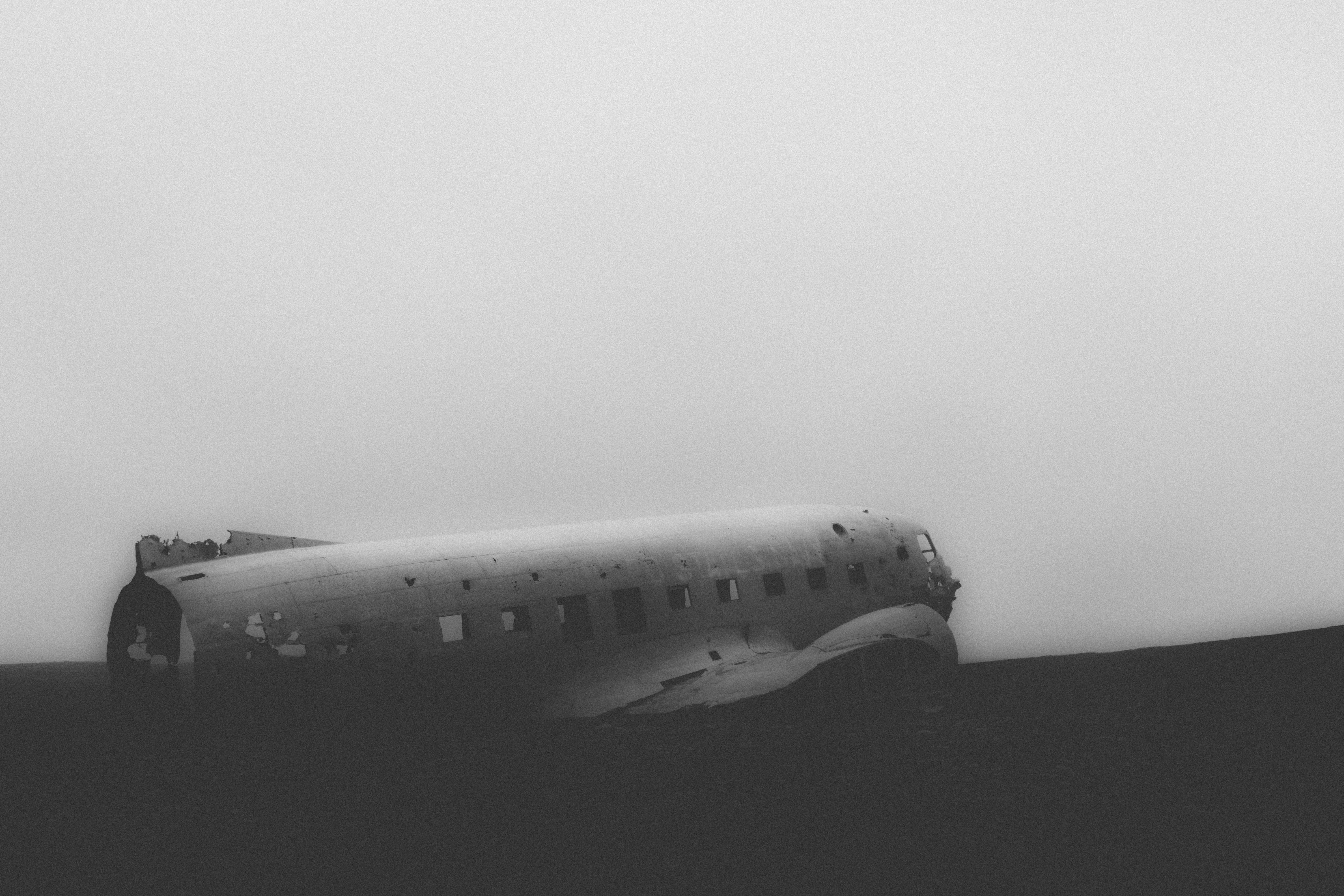 gray scale photo of plane