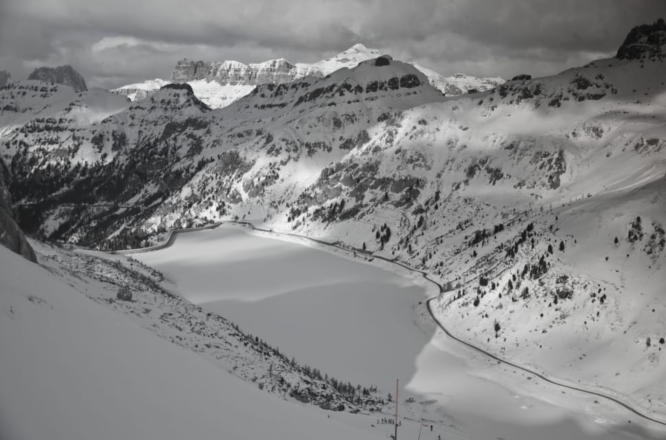 aerial view of snow covered mountains preview
