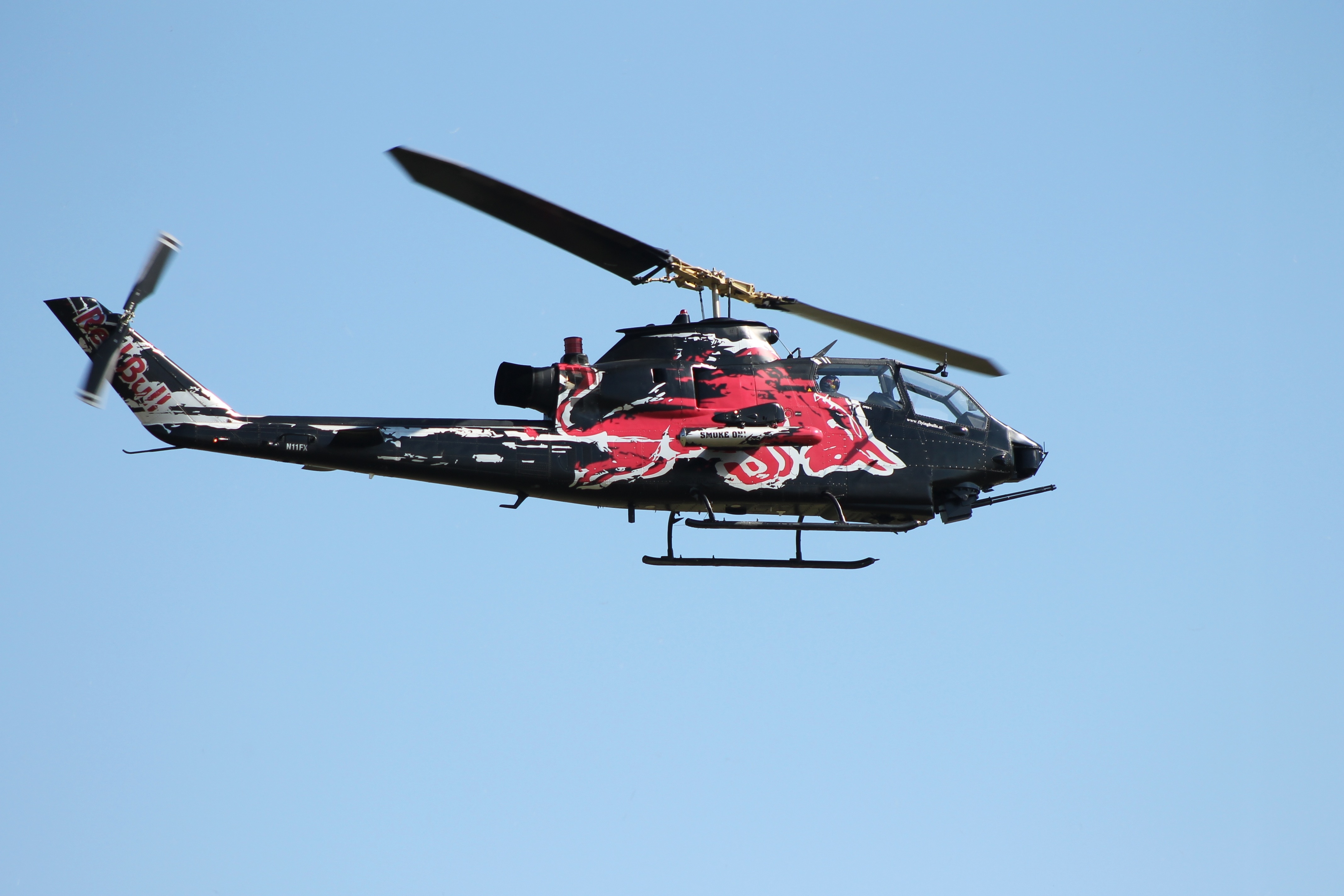 black red red bull helicopter