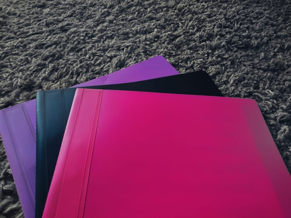 3 purple pink and black plastic covers preview