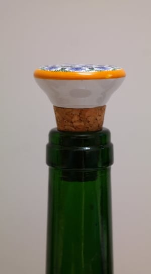 yellow and blue floral print cork wine stopper thumbnail