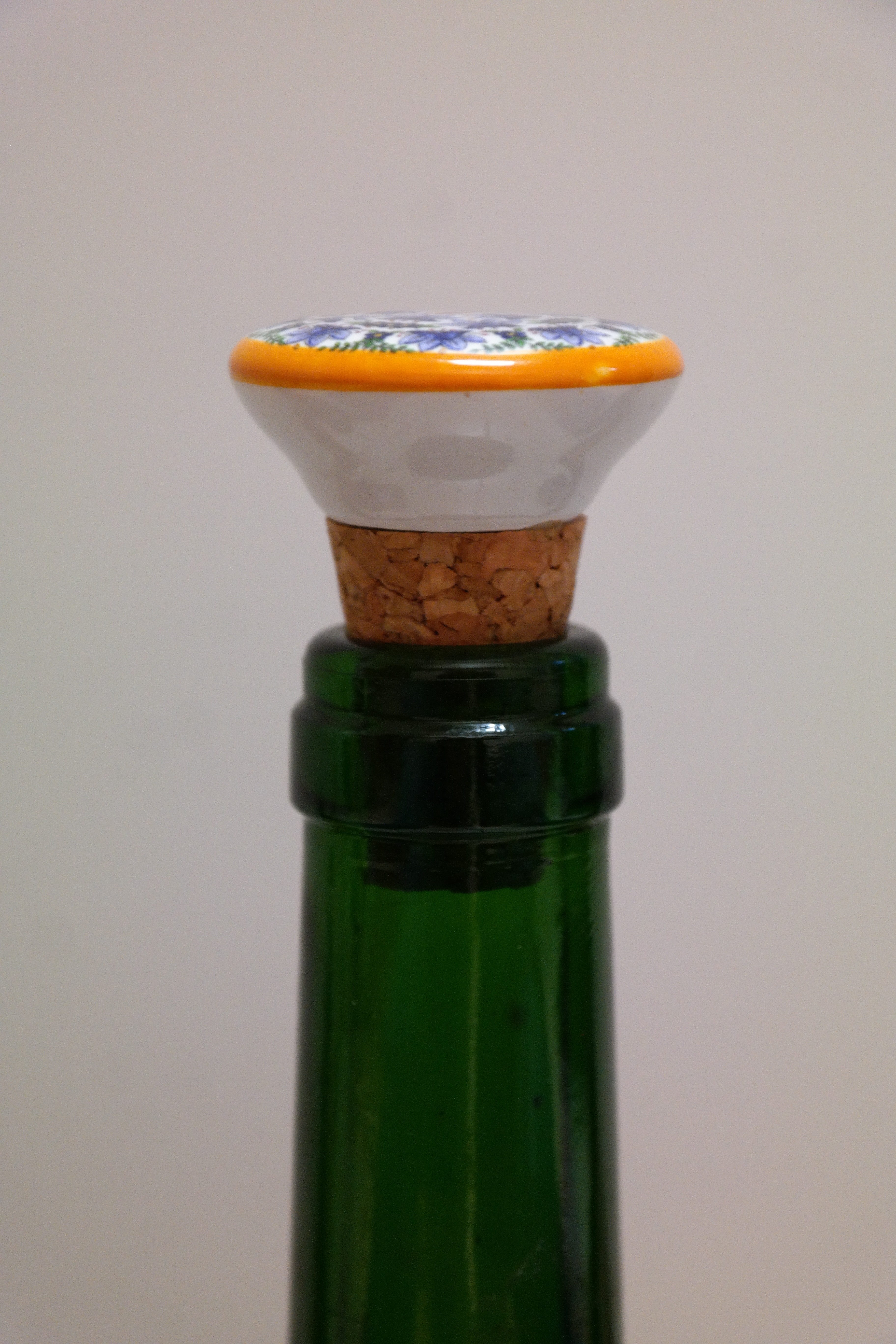 yellow and blue floral print cork wine stopper