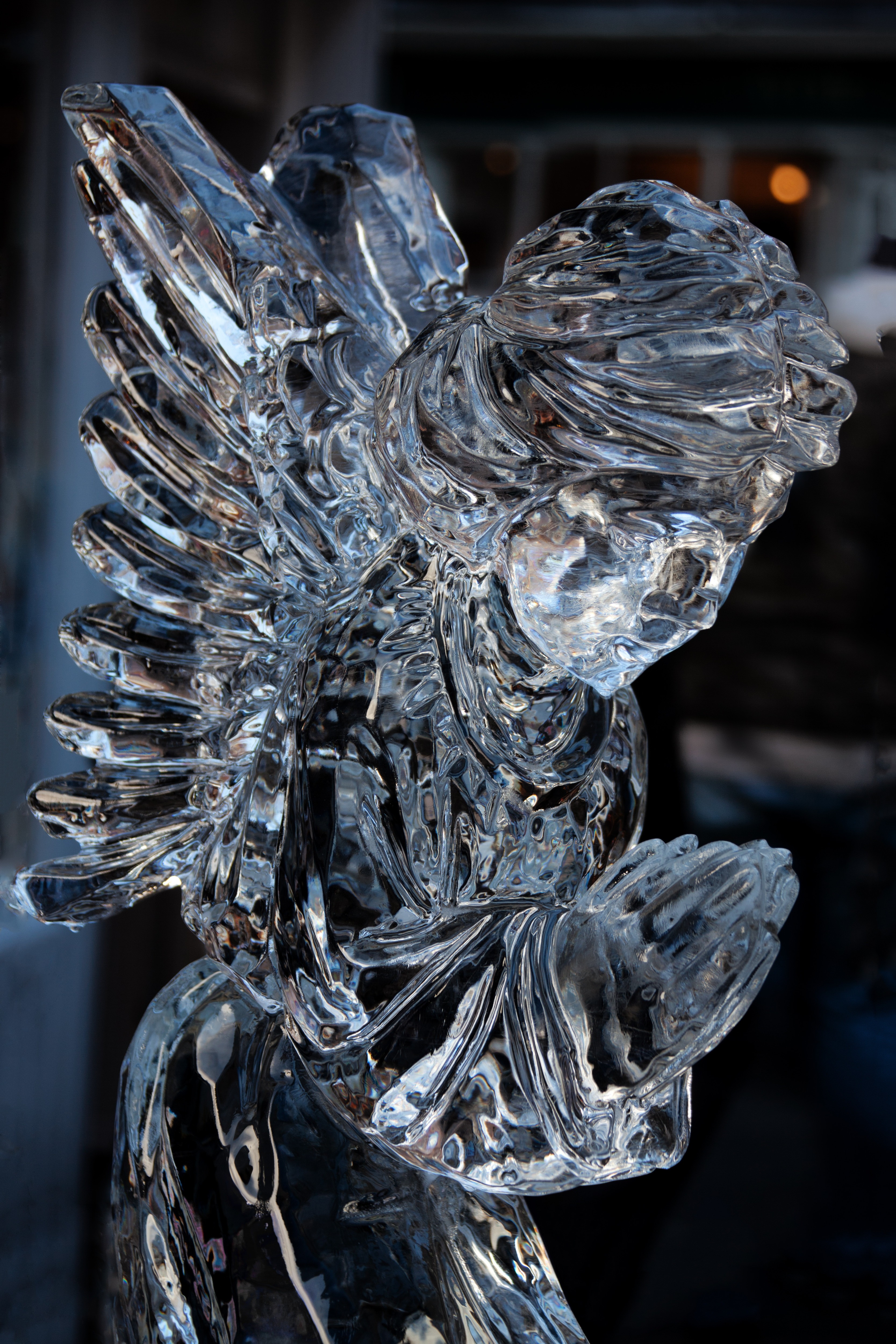 clear glass angel figurine
