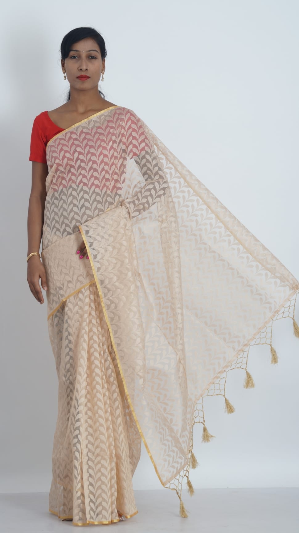 women's red sari preview