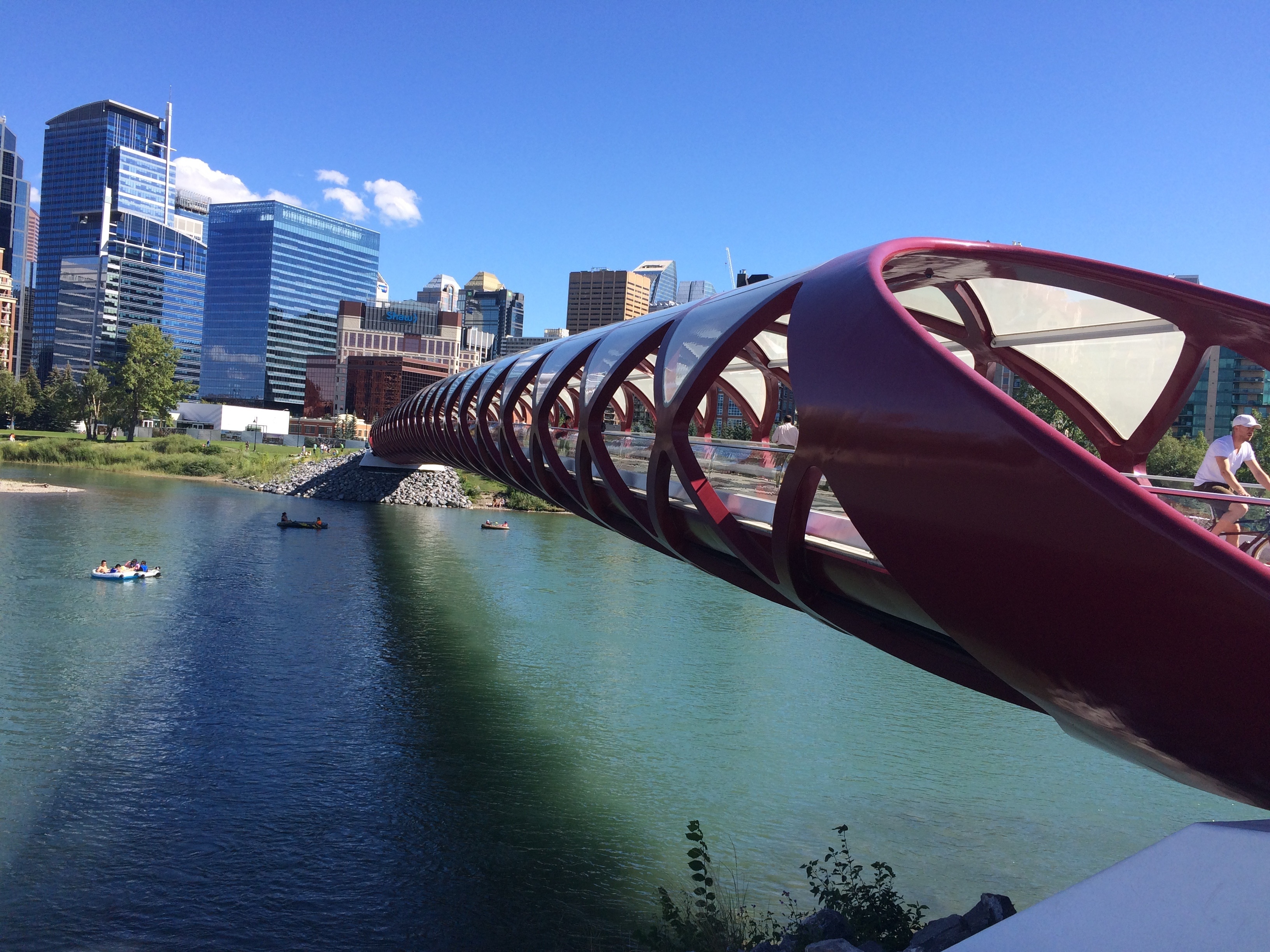 red metal tube bike bridge