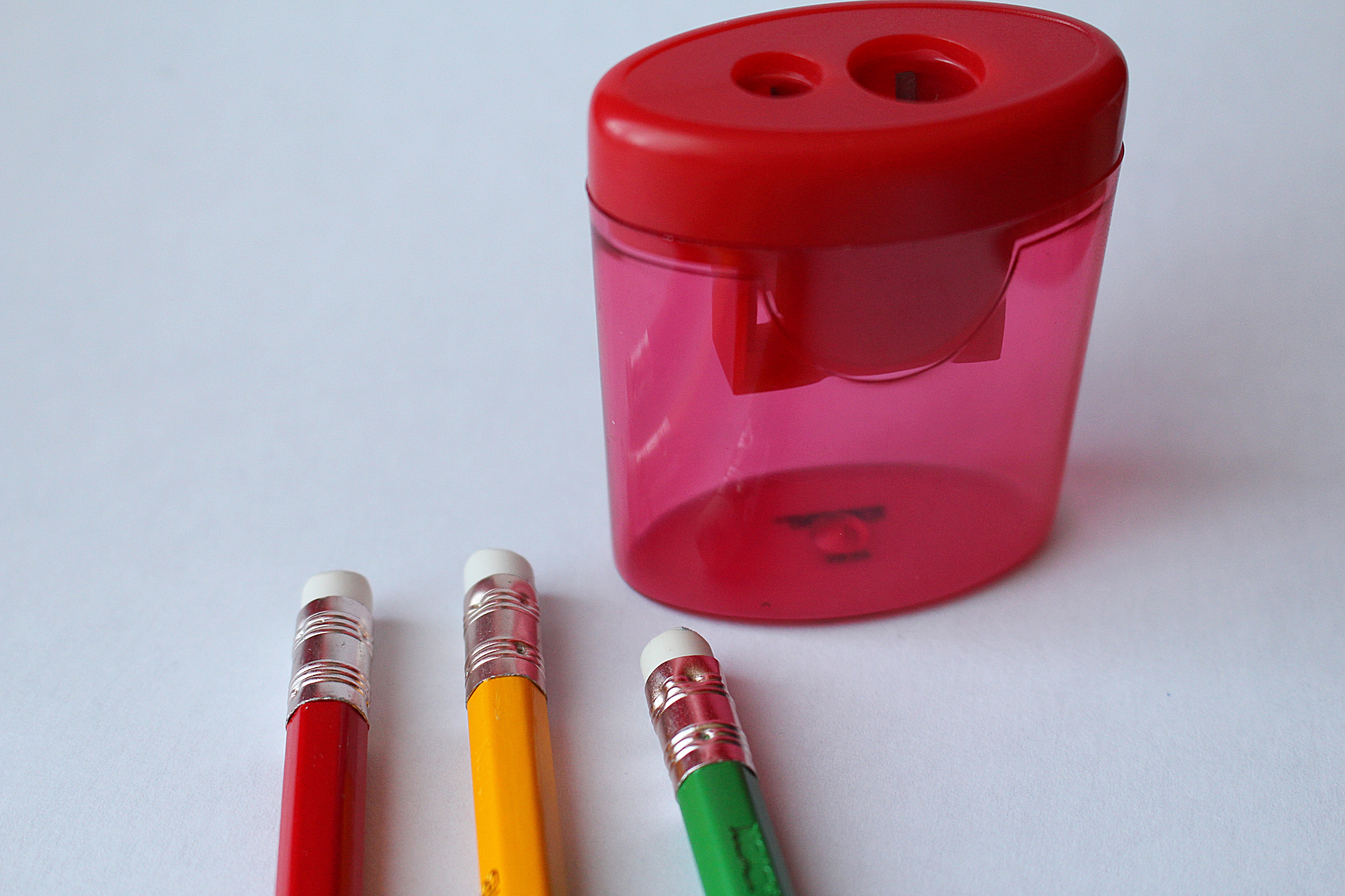 red plastic pencil sharpener