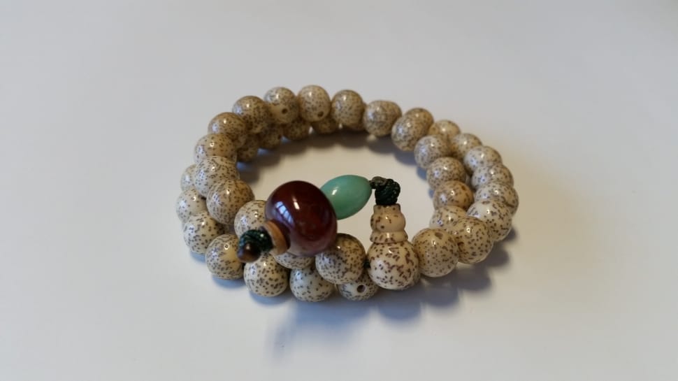 white and brown beaded bracelet preview
