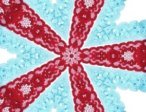red and blue knit textile thumbnail